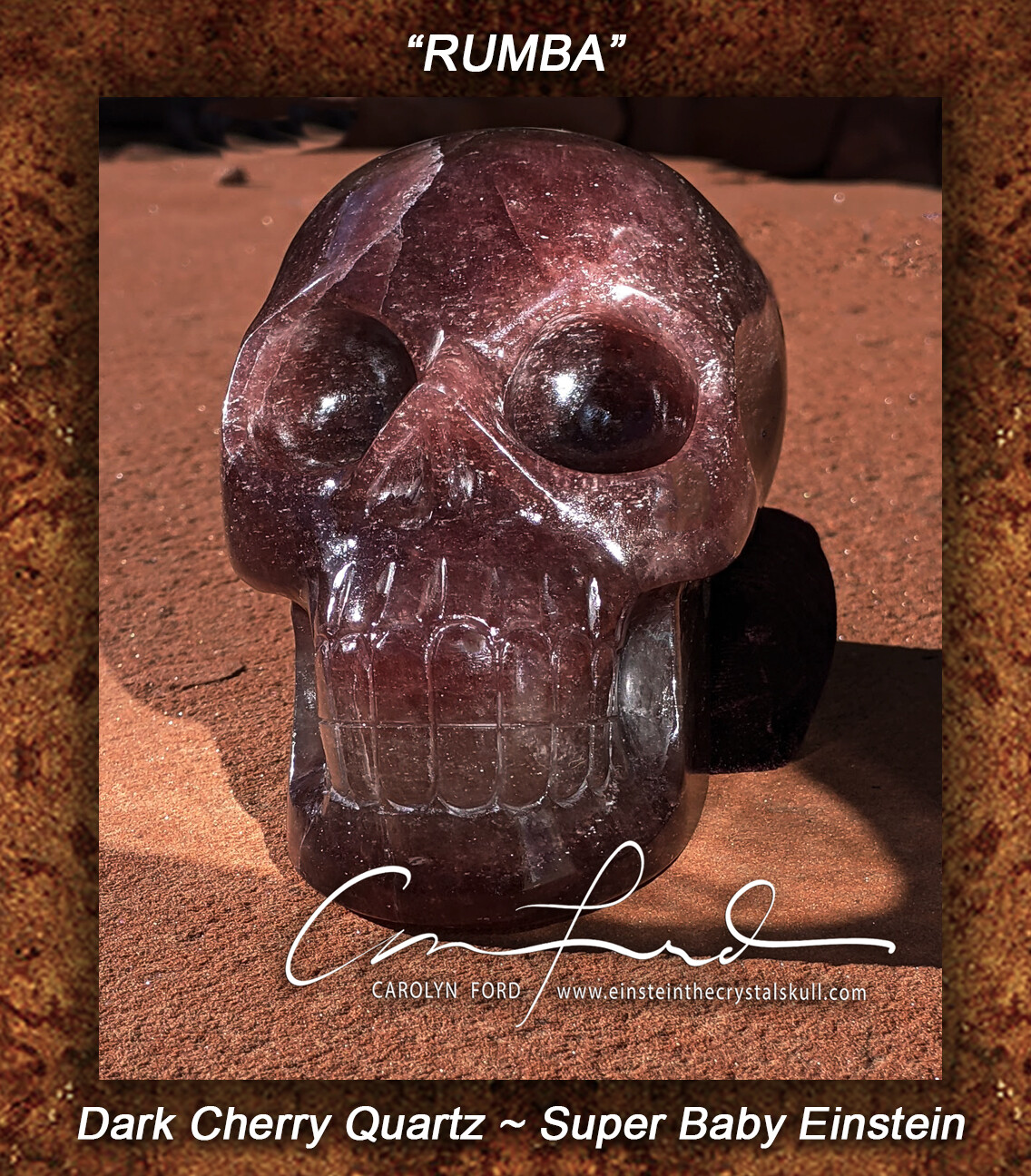 Baby Einstein -Super ~ Dark Cherry Quartz Skull, Einstein Imprinted 