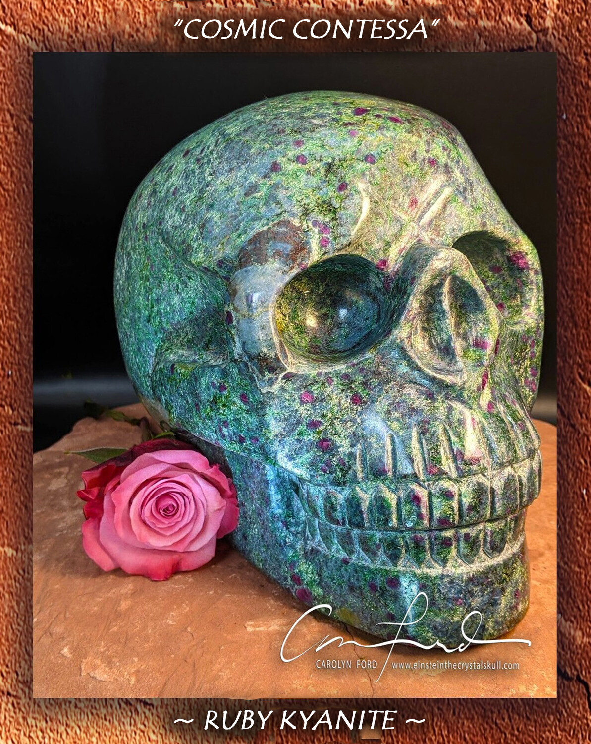 Ruby Kyanite with Fuchsite ~ Einstein Imprinted Skull, 