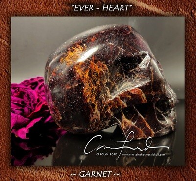 GARNET Crystal Skull, Einstein Imprinted Skull
 