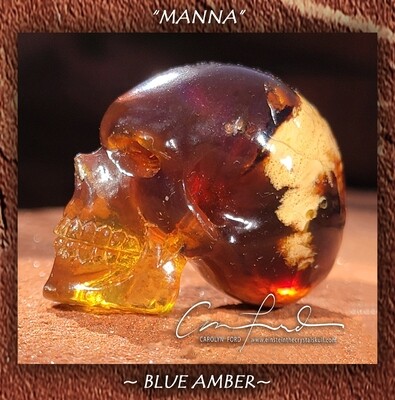Blue Amber, Skull, Natural Dominican, 