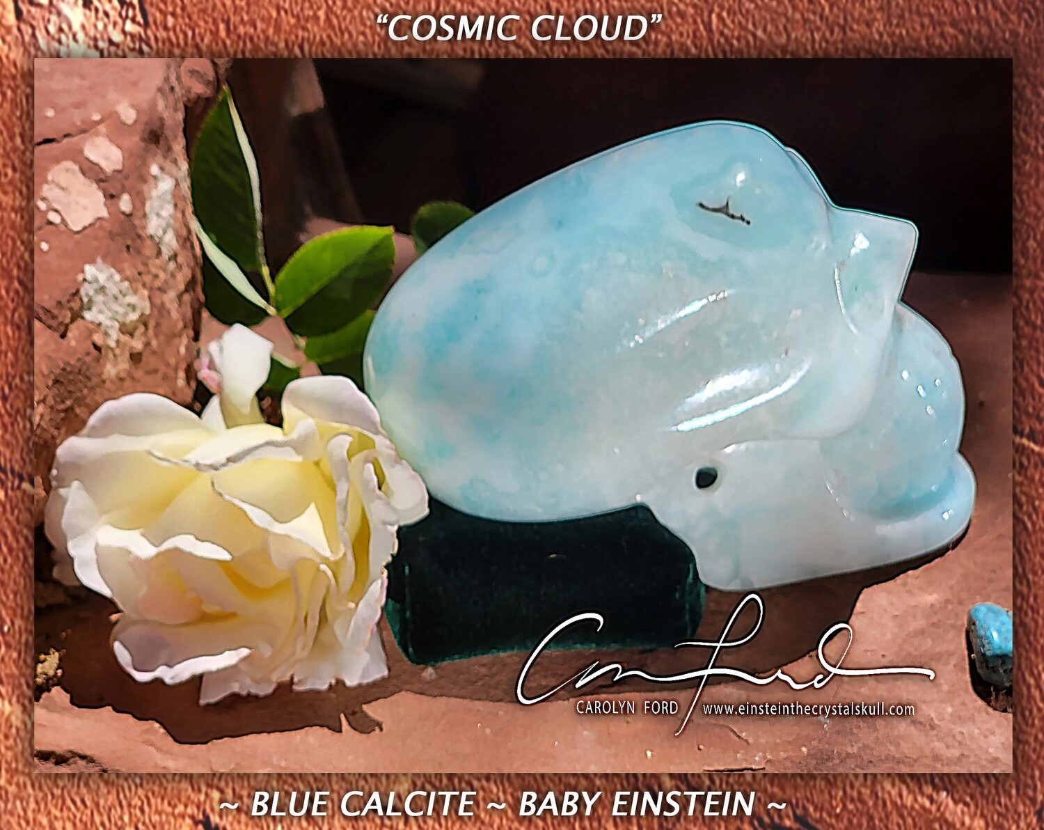 Blue Calcite, Einstein Imprinted Crystal Skull 