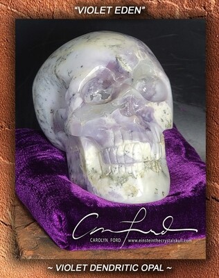 Dendritic Violet Opal Skull, Einstein Imprinted,  