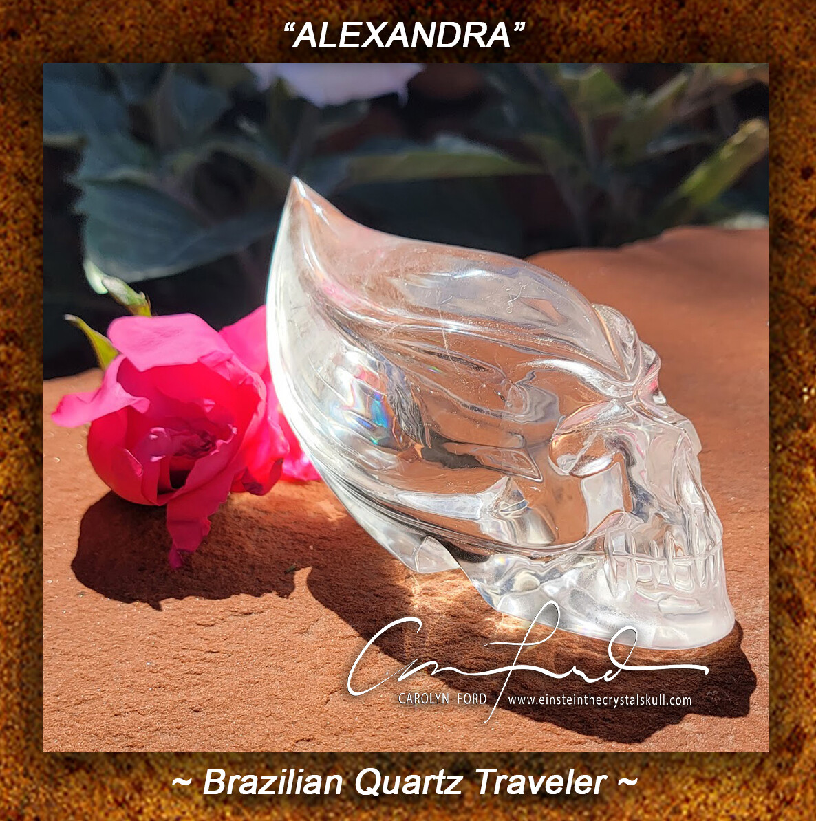 Clear Brazilian Quartz Traveler, Einstein Imprinted, 