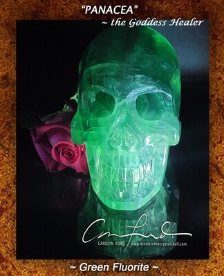 Green Fluorite , Einstein Imprinted Skull 