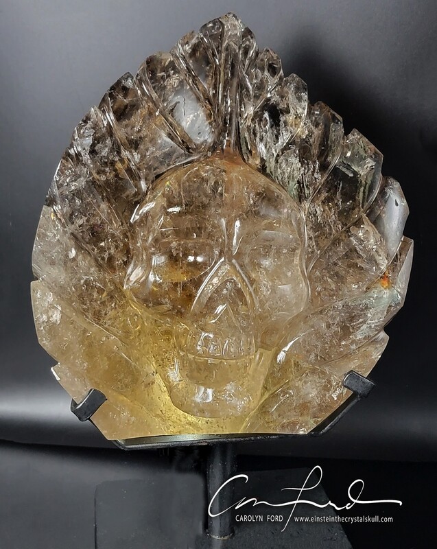 "QUETZAL" the "Protector", with rotating pedestal, Smokey Citrine , Einstein Imprinted,