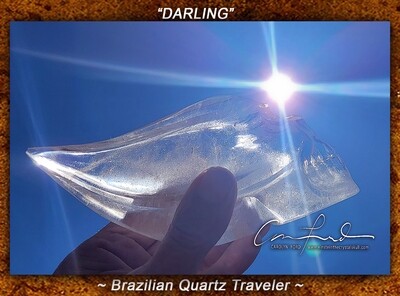 Clear Brazilian Quartz Traveler, Einstein Imprinted, 