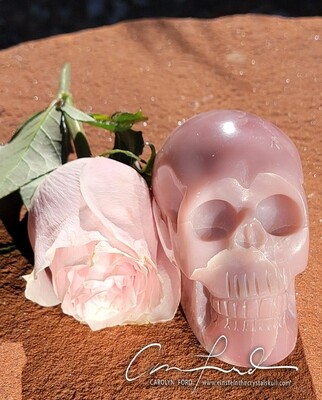 Pink Soapstone Skull, Einstein Imprinted, 
