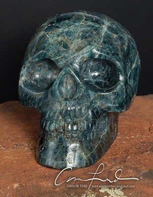 Green Apatite, EINSTEIN Imprinted Skull, 