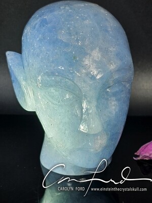 Blue Calcite, Hybrid Alien, Elf, Einstein Imprinted Crystal Skull 