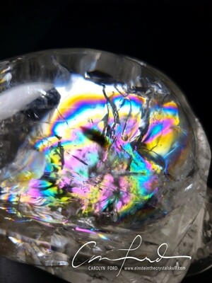 Clear Brazilian Rainbow Quartz Traveler, Einstein Imprinted, 