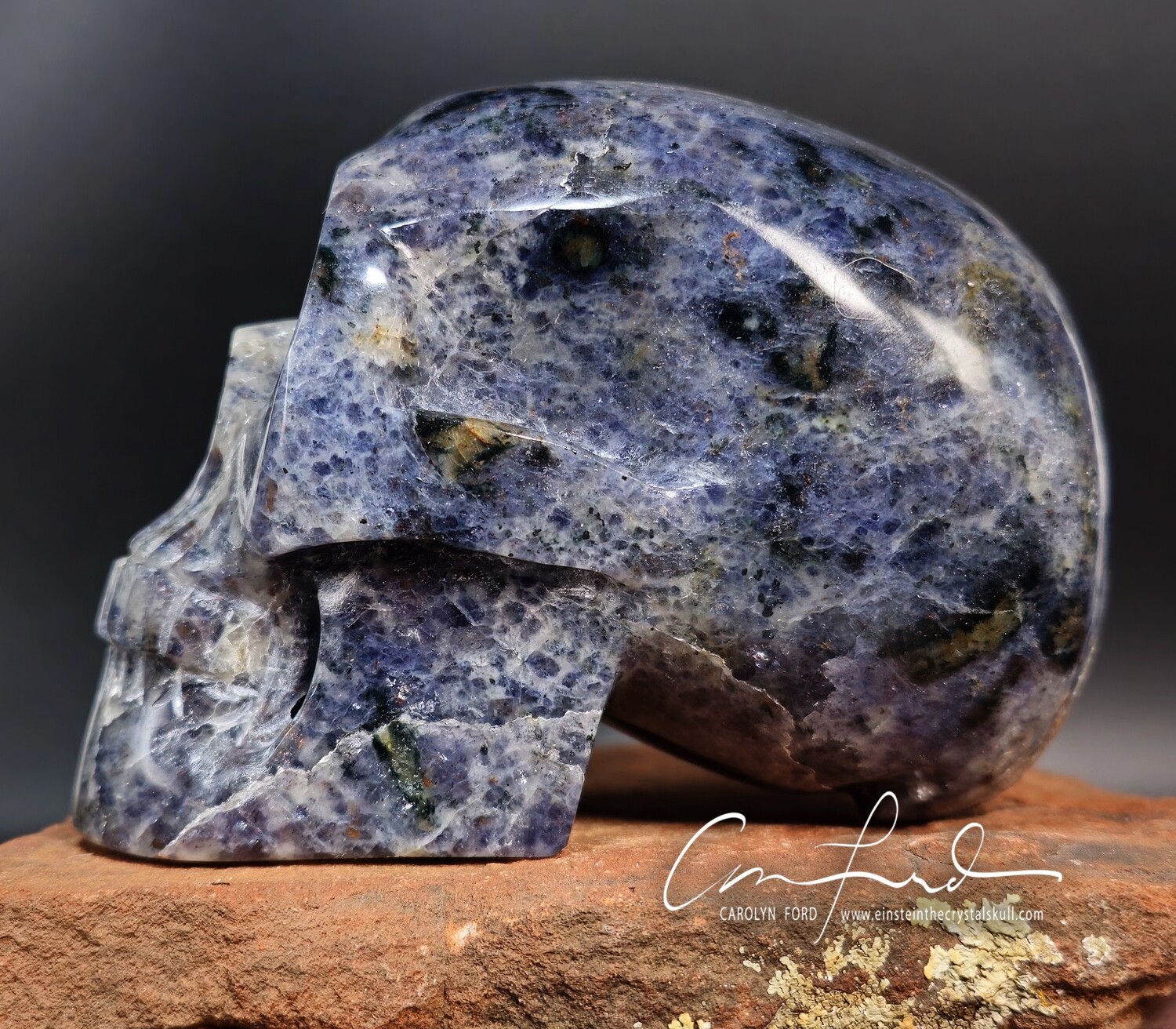 Iolite and Sunstone, Einstein the Ancient Crystal
Skull Imprinted, 