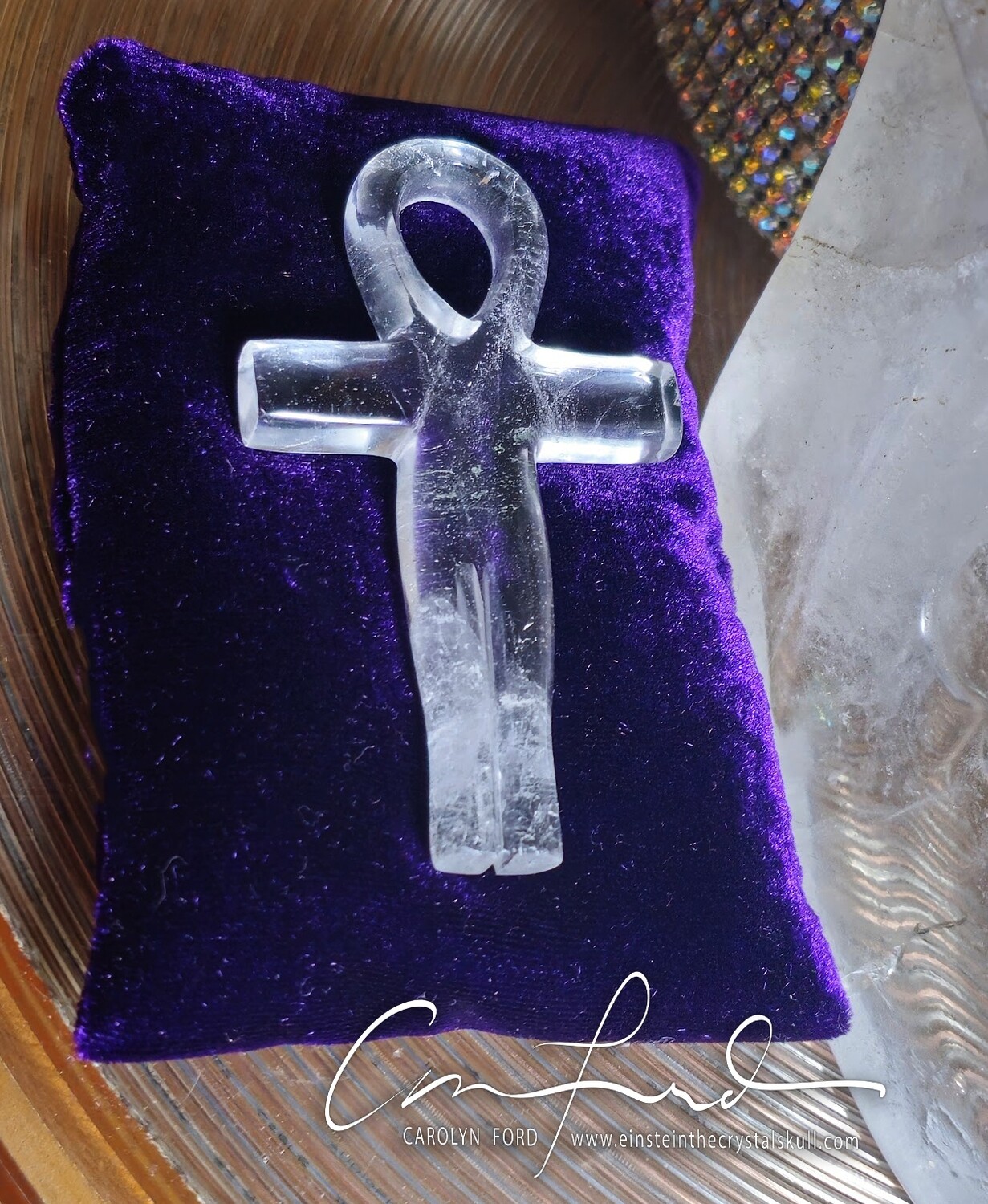 ANKH Quartz Crystal, Einstein the Ancient Crystal Skull Imprinted