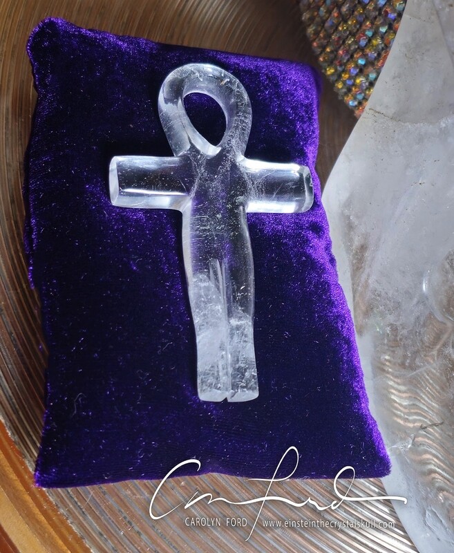 ANKH Quartz Crystal, Einstein the Ancient Crystal Skull Imprinted