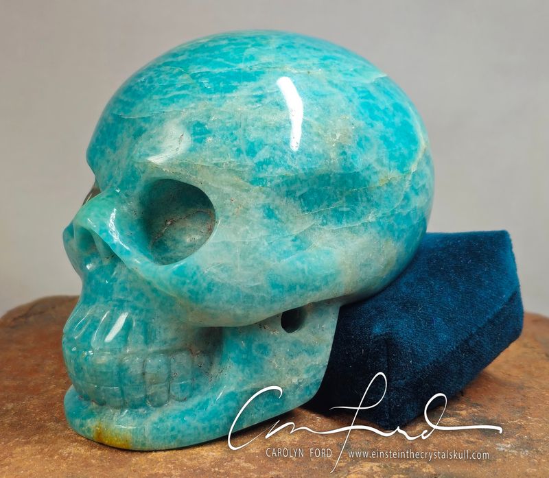 AMAZONITE "Baby Einstein" Skull, Einstein Imprinted "MYSTIC MERMAID"