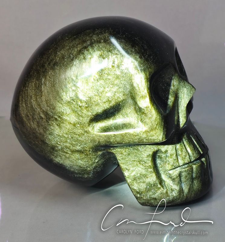 Gold Sheen Obsidian, Skull, Einstein Imprinted "GYPSY GOLD"