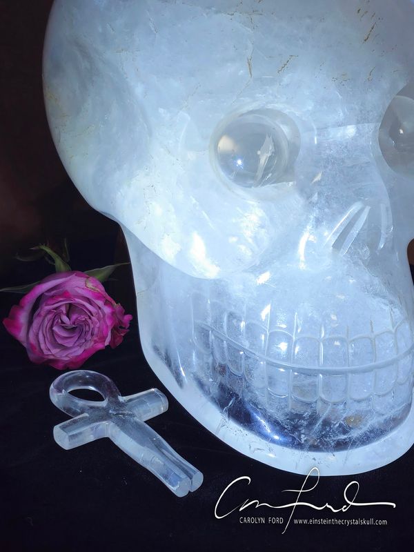 ANKH Quartz Crystal, Einstein the Ancient Crystal Skull Imprinted