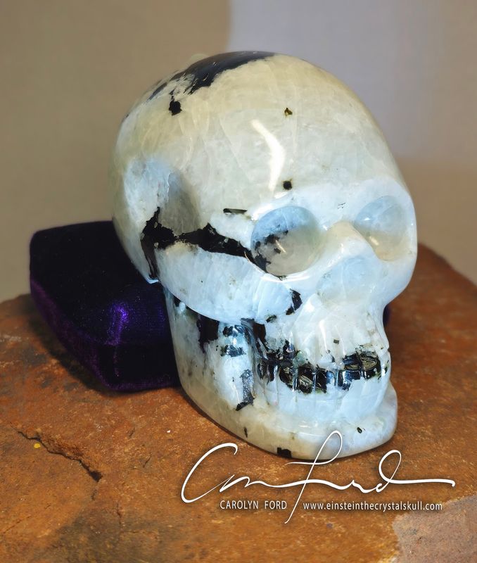 BABY EINSTEIN Imprinted White Rainbow Moonstone Crystal Skull "PORTAL​"