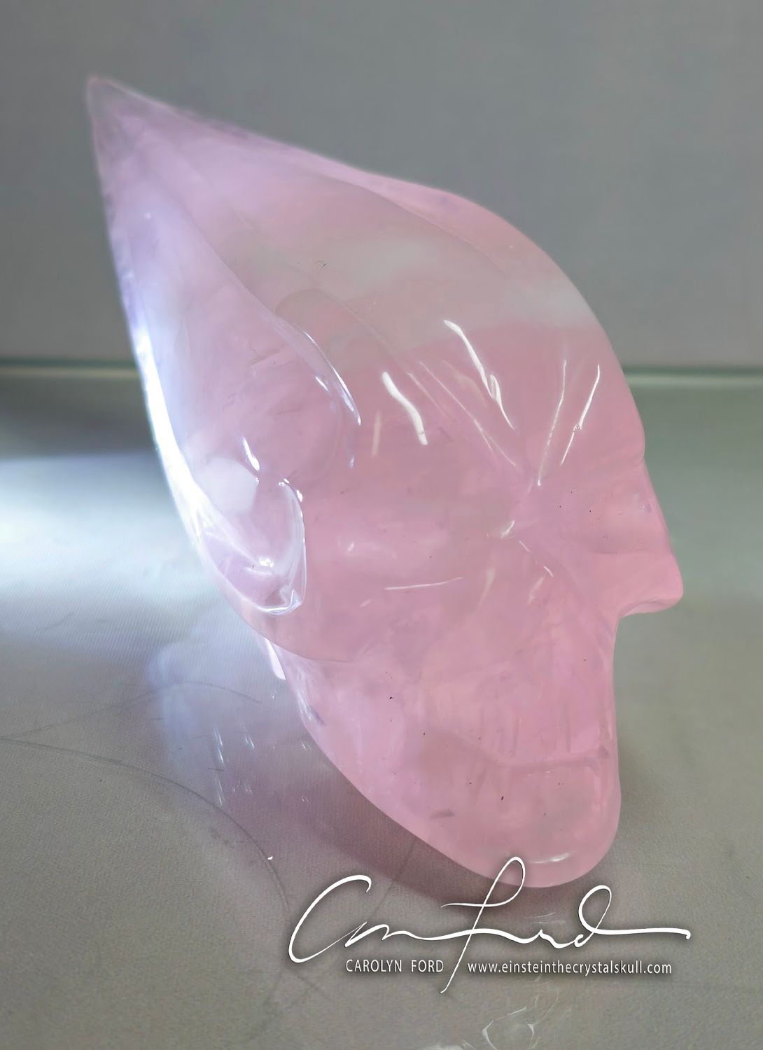 ROSE Quartz Mystical Traveler Skull, Einstein Imprinted BABY LOVE"