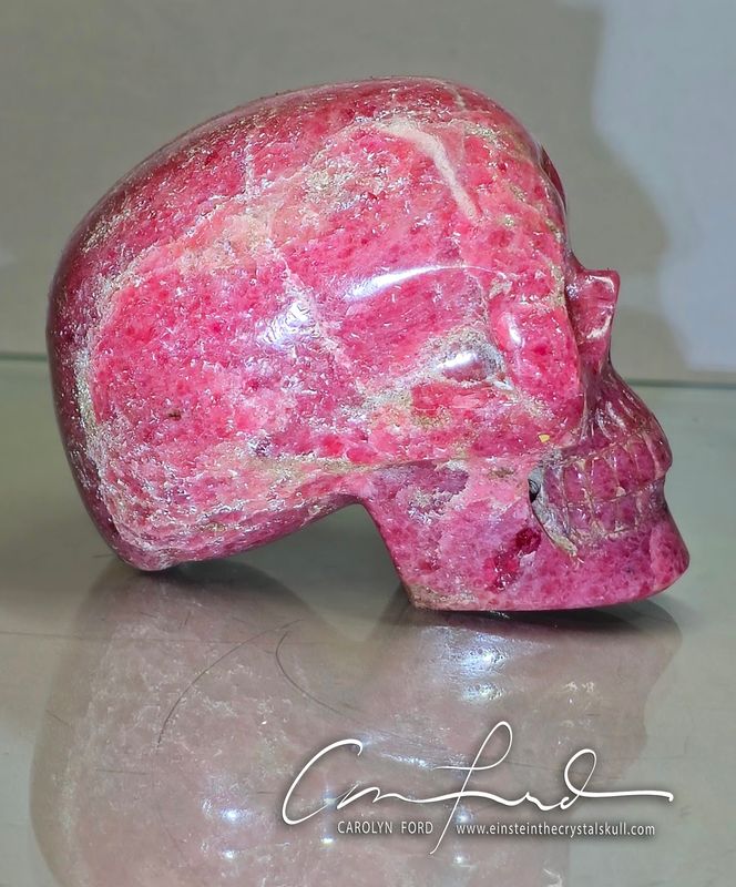 RHODONITE Skull, Einstein the Ancient Crystal Skull Imprinted ~ "FARRAH"