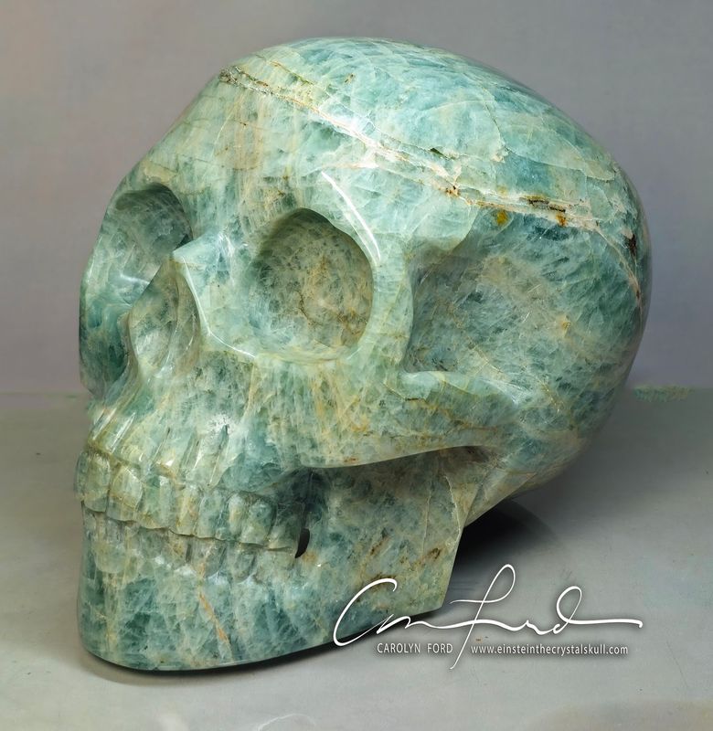AQUAMARINE Skull, Einstein Imprinted "JUNO"