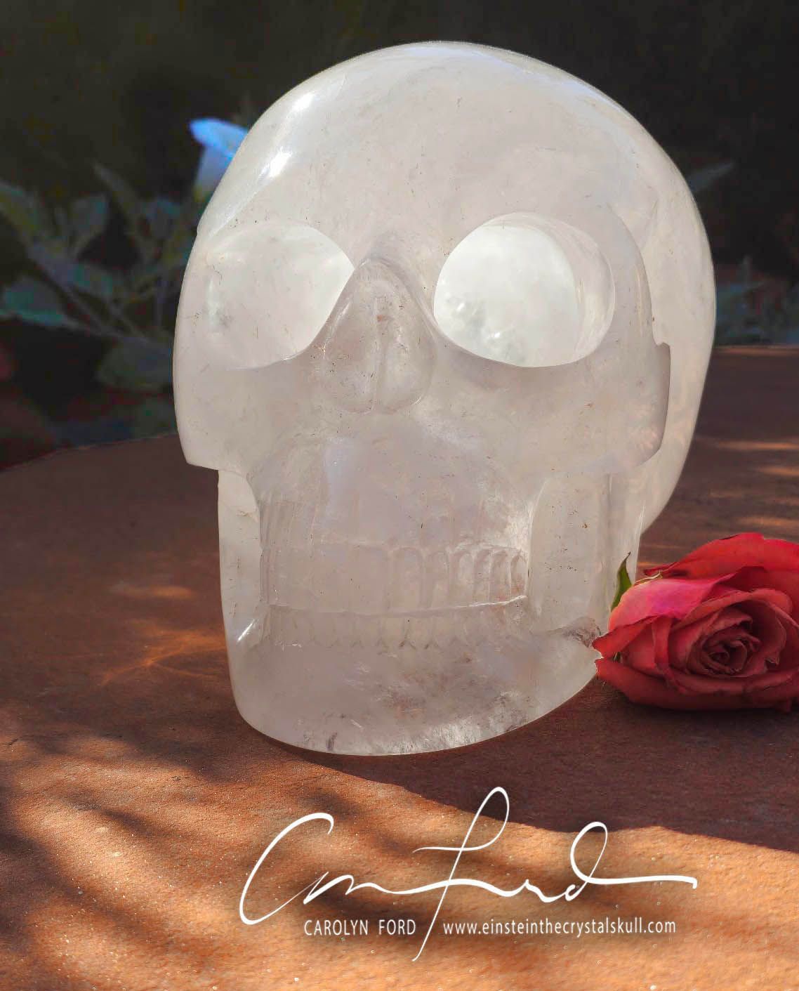 HOLLOW Quartz Crystal Skull, Einstein Imprinted "QUEEN"