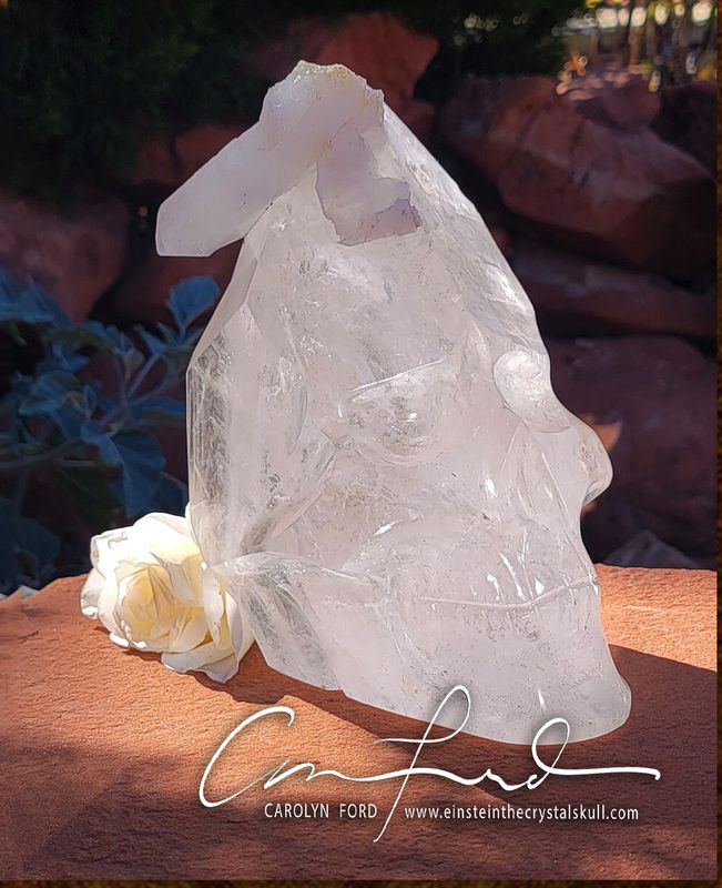 NATURAL  Point, Crystal Skull, with Baby Point, Einstein Imprinted, "HEALER'S TREASURE"!