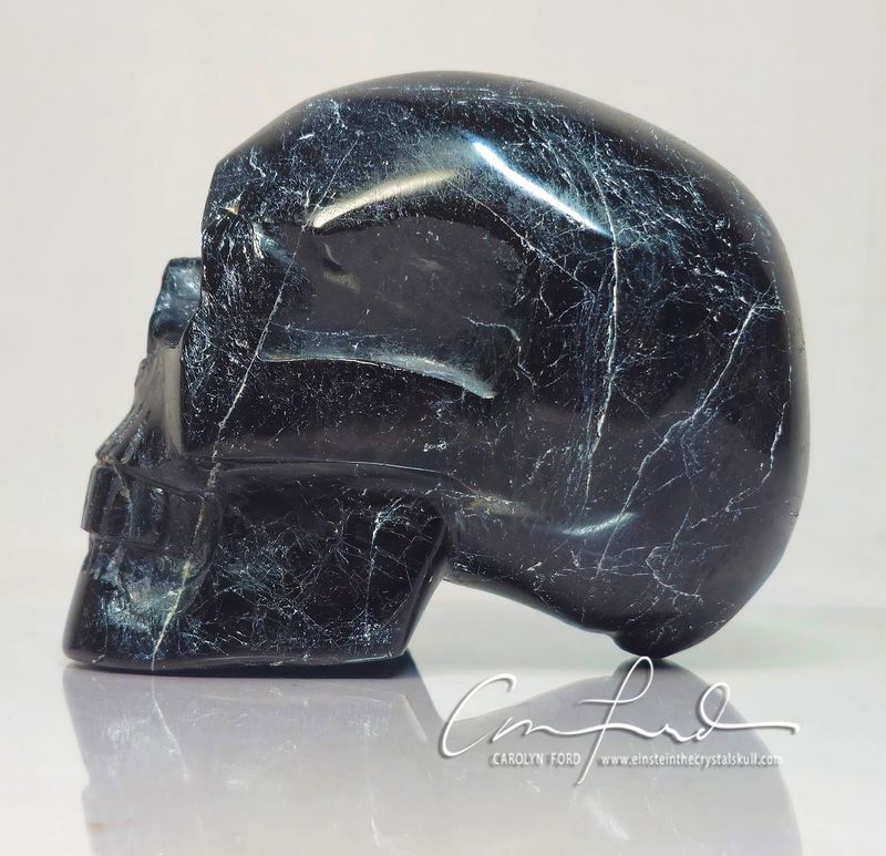 BLACK TOURMALINE, Einstein Imprinted Skull - The "SIRIAN"