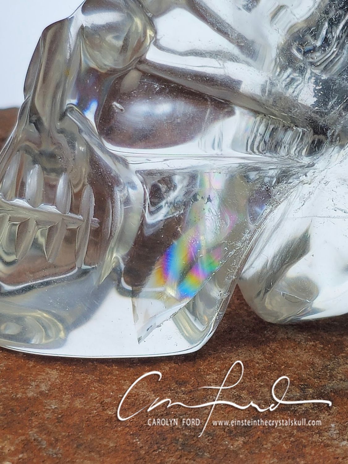 Clear Quartz Skull, Einstein Imprinted "HARLOW"