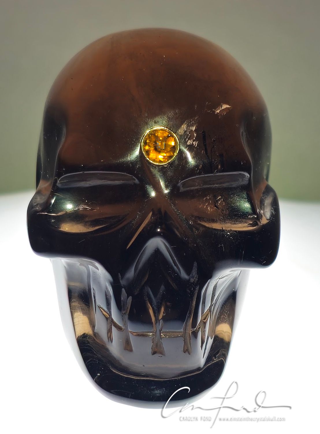 Smokey Citrine Quartz Crystal Skull, Einstein Imprinted,  "ROYALTY"