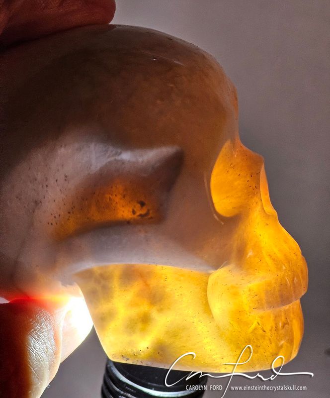Scolecite Skull, Einstein Imprinted, "LIL' FEATHER"