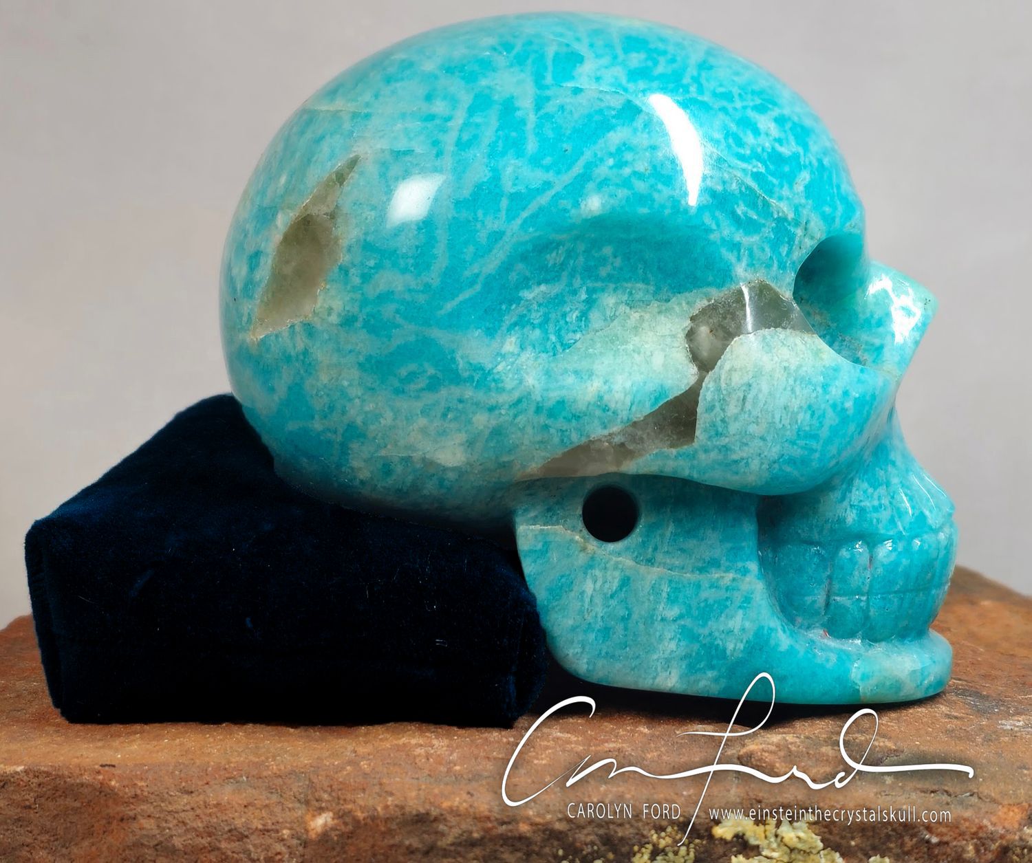 AMAZONITE "Baby Einstein" Skull, Einstein Imprinted "MYSTICA" the MERMAID