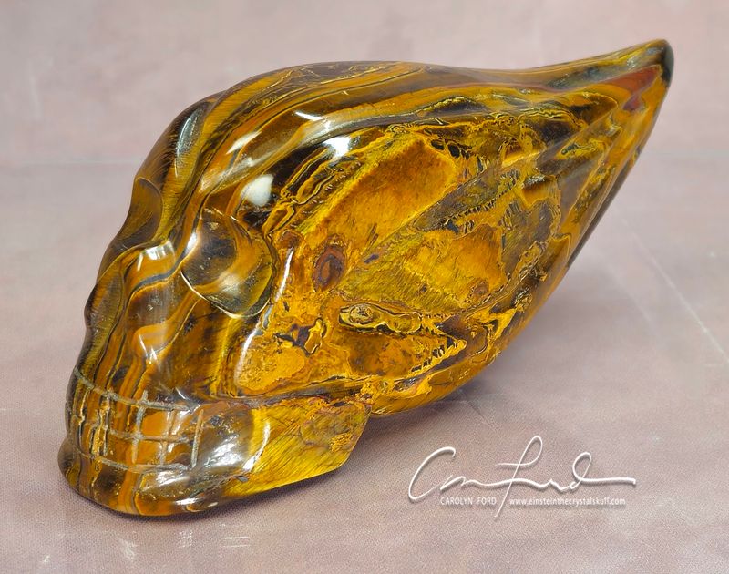 Tiger Eye Mystic Traveler Skull, Einstein Imprinted "WILDER"