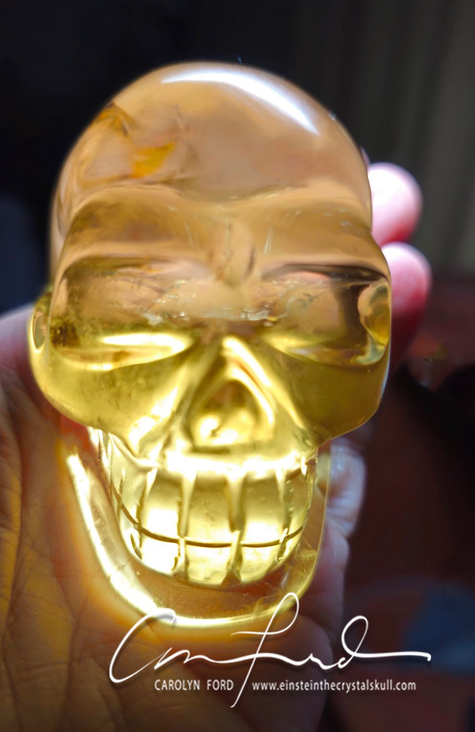 Brilliant Citrine Crystal Skull, Einstein Imprinted "GOLDIE"