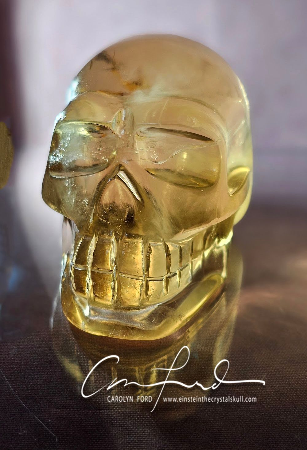 Brilliant Citrine Crystal Skull, Einstein Imprinted "GOLDIE"
