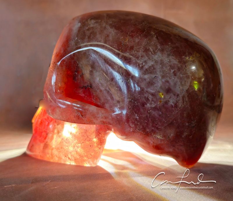 Strawberry Quartz Skull, Einstein Imprinted, Strawberry Quartz Skull, Einstein Imprinted, "HALSTON"