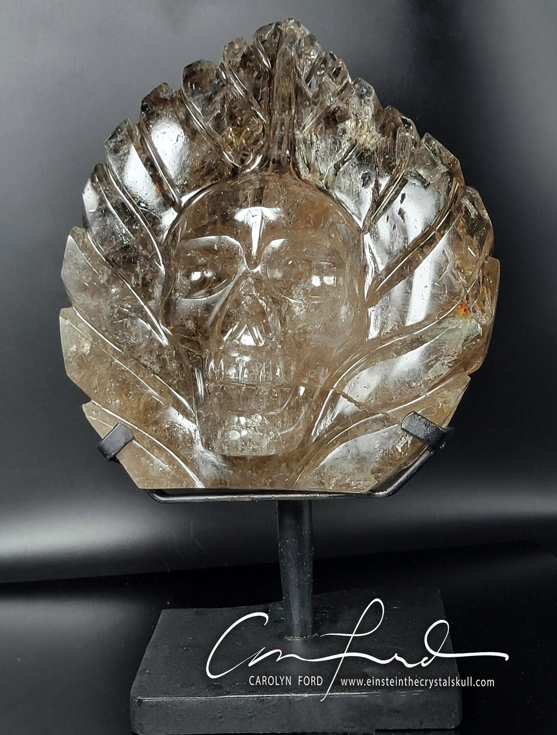 "QUETZAL" the "Protector", with rotating pedestal, Smokey Citrine , Einstein Imprinted,