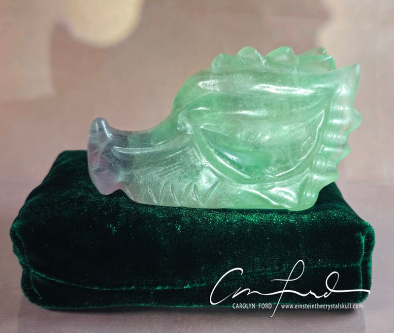 Green / Violet Fluorite , Einstein Imprinted Dragon Skull "AYLA"