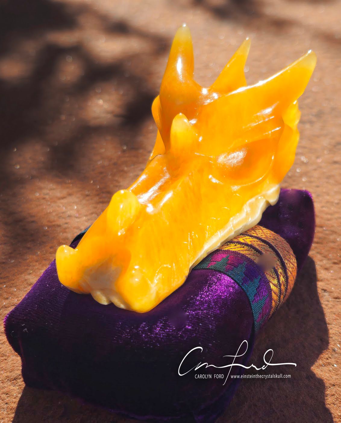 Dragon of Golden Calcite,  Imprinted Skull,  "HAIKU"