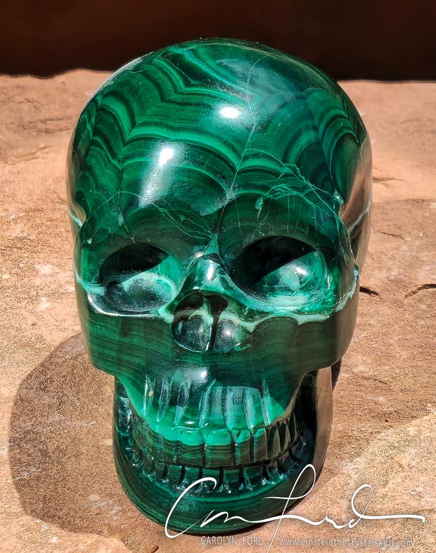MALACHITE / Chrysocolla Skull Einstein Imprinted ~ MALACHITE / Chrysocolla Skull Einstein Imprinted ~ "Lil' ELF"