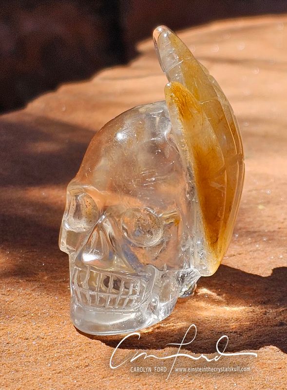"HAND of HOPE", Clear Quartz with Golden Rutilated Quartz Hand. Crystal, Einstein Imprinted
