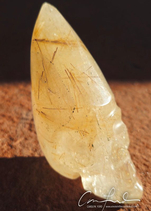 Golden Rutile, Quartz Skull Einstein Imprinted Golden Rutile, Quartz Skull Einstein Imprinted "NEFERTITI"