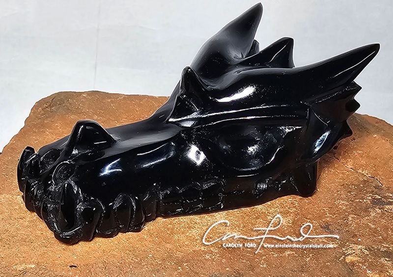 Black Obsidian DRAGON, Einstein Imprinted "TEMPEST"