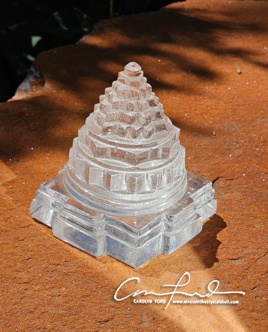 Shree Yantra In Natural Quartz Crystal ~  Einstein the Ancient Crystal Skull Imprinted