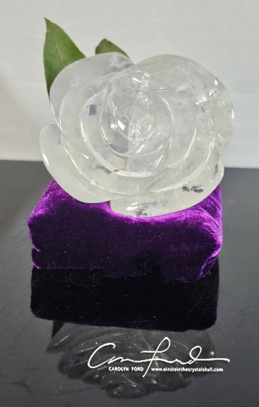 Clear Brazilian Quartz Crystal Skull "PEACE ROSE".