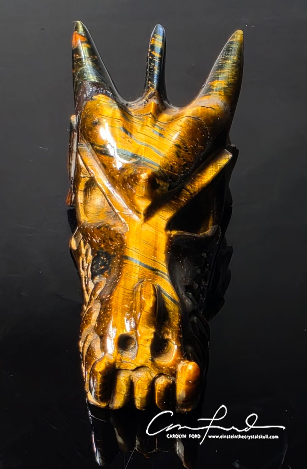 Blue Tiger Eye (Rare)Mystic Traveler Skull, Einstein Imprinted "RUSH"