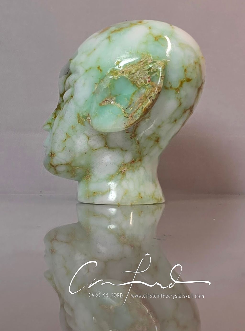 Chrysoprase, skull from the stars, Einstein Imprinted--our friend, "ROMY"
