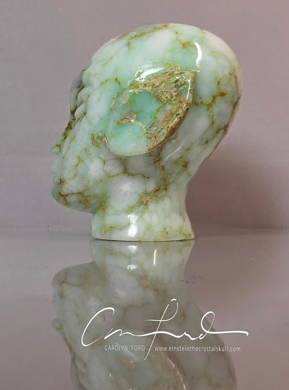 Chrysoprase, skull from the stars, Einstein Imprinted--our friend, "ROMY"
