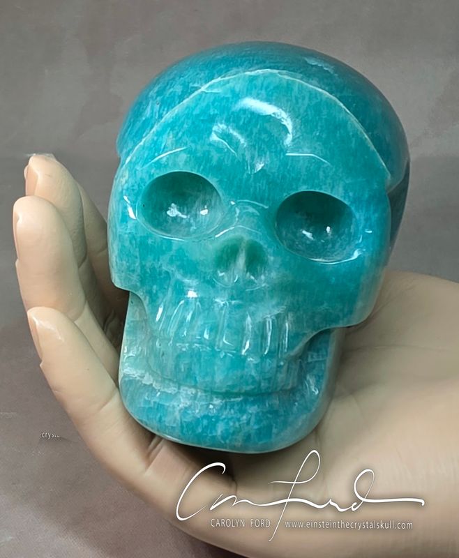 AMAZONITE  Skull, Einstein Imprinted,  "Dancing Waters"
