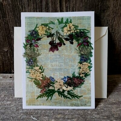 Green Wreath Personalized Greeting Card