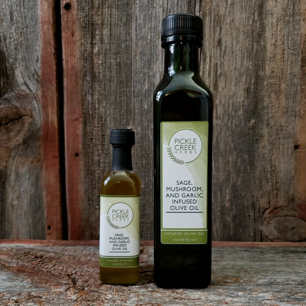 Sage Mushroom Garlic Infused Olive Oil, Volume: 60mL